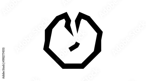 Minimalist Vector Icon of a Love Heart in Black for Romantic and Valentine's Day Themes