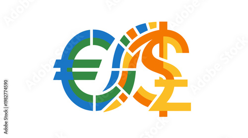 Icon Of Euro, Dollar, And Yen Currency Symbols In Colorful Vector Style