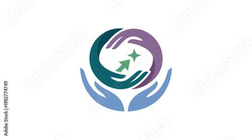 Icon of Hand Holding Earth with Recycling Symbol for Environmental Conservation