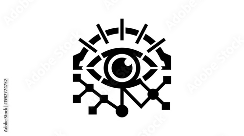 Icon of Eye with Circuitry Inside as Technology and Innovation Concept