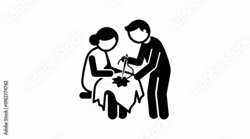 Couple Embroidering Together