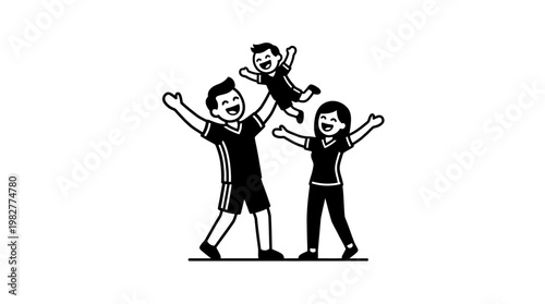 Happy Family Playing Together Outdoors