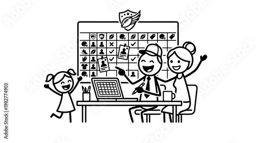 Happy Family Planning and Organizing Together