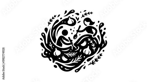 Cooking Together Logo with Woman  Man