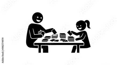 Family Playing Card Game Together