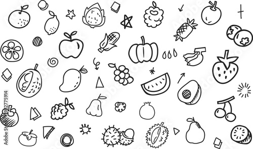 Fresh Fruits & Healthy Living Doodle Set