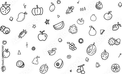 Fresh Fruits & Healthy Living Doodle Set