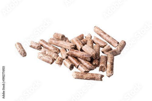 Photos Wood pellets isolated on white background