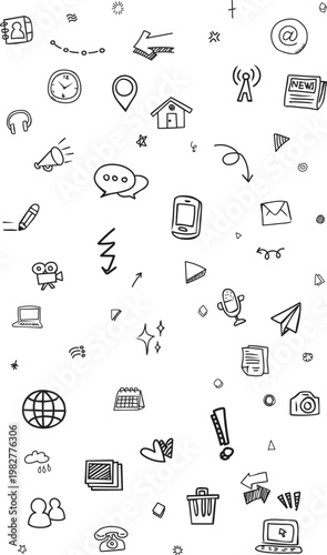 Media, Communication & Devices Doodle Set