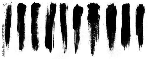 Vector straight bold brush strokes collection. Brush drawn bold lines. 