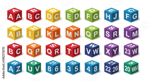 Colorful Alphabet and Number Blocks: Learning, Education, Play, Math, ABCs