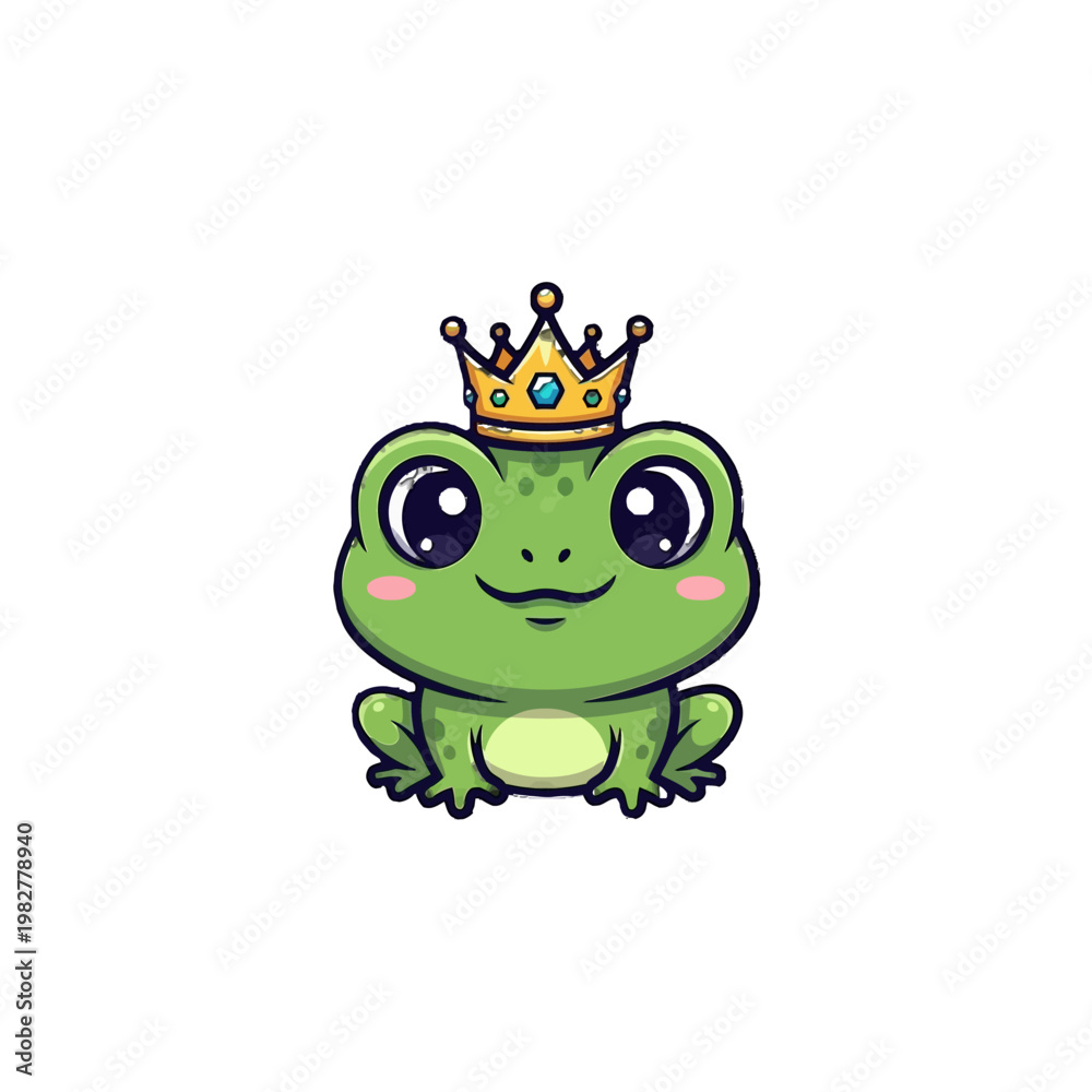 Obraz premium A cartoon frog wearing a crown.