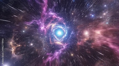 Colorful space nebula with stars for tech concepts, digital marketing, and scientific projects