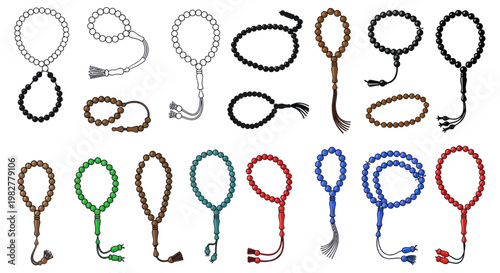 Islamic Prayer Beads Collection: Tasbih, Misbaha in Various Colors and Styles