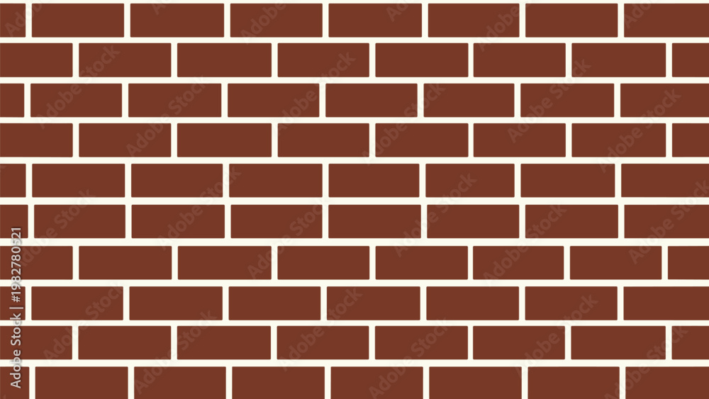 Obraz premium Seamless background pattern of a traditional brown brick wall with white mortar lines shown in a clean and simple flat design style.