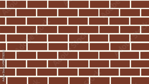 Seamless background pattern of a traditional brown brick wall with white mortar lines shown in a clean and simple flat design style.