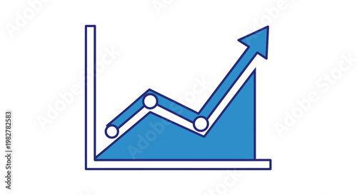 Blue graph with rising arrow chart.