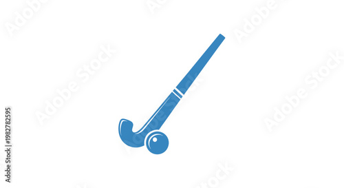 Blue Hockey Stick and Ball Equipment.
