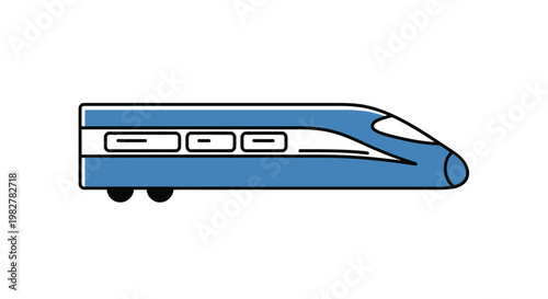 Blue Modern High Speed Train.