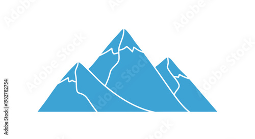 Blue Mountain Peaks Landscape Illustration.