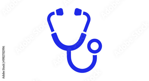 Blue stethoscope medical tool icon.