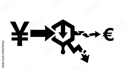 Icon of Currency Exchange Process with Arrows and Symbols for Financial Transactions