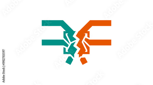 Icon of Two Hands Clashing in Fight or Conflict with Dynamic Style