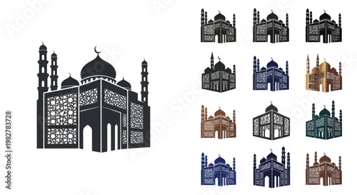 Iconic Taj Mahal Silhouette Collection: Various Colors and Intricate Designs