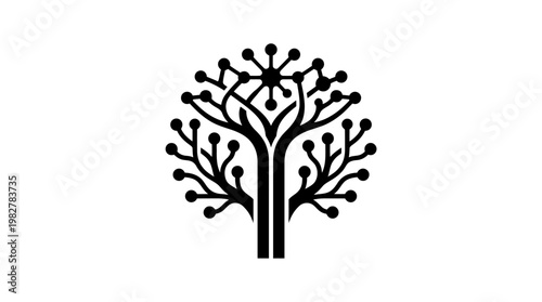 Icon of Tree with Branches and Leaves in Modern Vector Style for Eco Nature Design