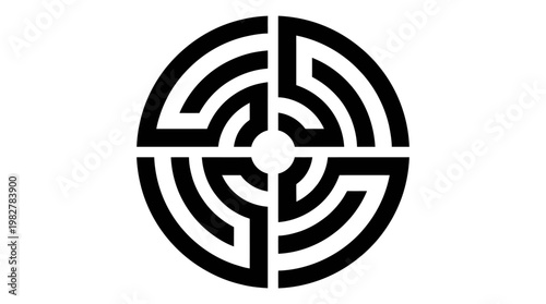 Icon Of Circular Maze Pattern Vector Illustration For Puzzle Or Labyrinth Design