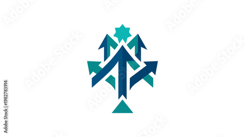Vector Icon of Abstract Tree with Arrows and Star in Modern Style