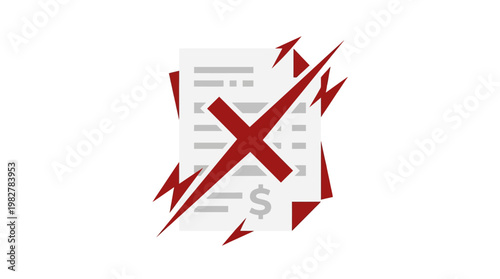 Icon of Cancel Sign With Sharp Red Cross and Lightning Effect for Error or Deletion