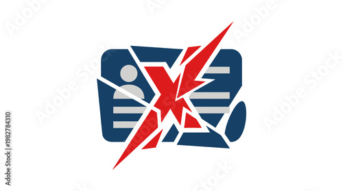 Icon of Car Accident with Crash Impact and Vehicle Collision in Bold Vector Style