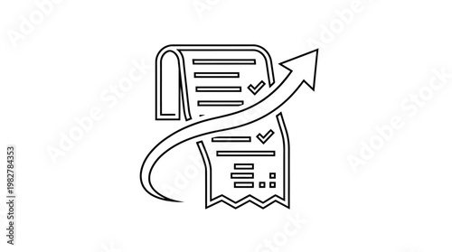 Icon of Mobile Phone with Upward Growth Arrow and Financial Charts