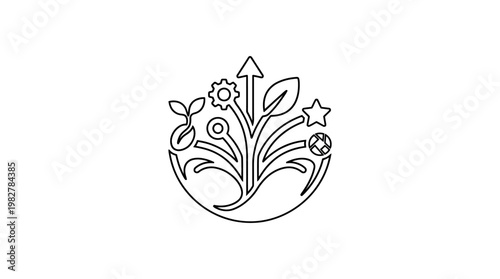 Vector Icon of Plants Growing in Soil for Eco-Friendly and Nature Conservation Themes