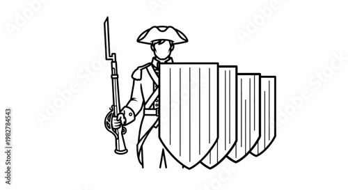 Revolutionary Soldier with Bayonet and Shields