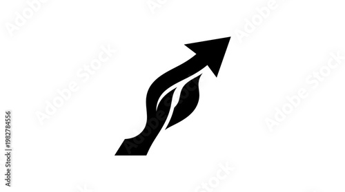 Vector Icon of an Upward Arrow with Leaf for Eco-Friendly and Sustainability Concepts