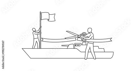 Ribbon Cutting Ceremony on Ship: Grand Opening, Launch Event, Celebration