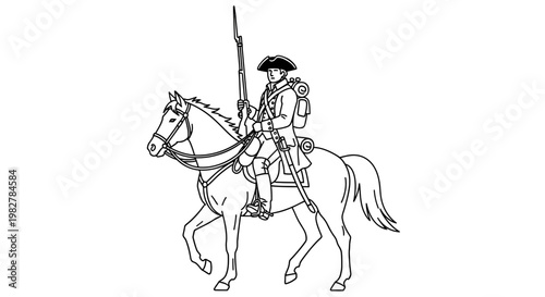 Revolutionary War Soldier on Horseback with Musket