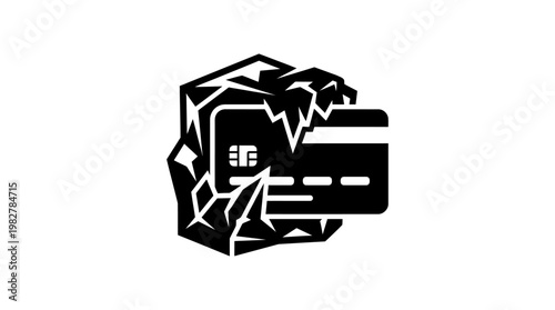 Icon of a Cybersecurity Credit Card Security Shield in Vector Style