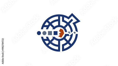 Icon of a Maze with a Key and Lock in Vector Style for Puzzle and Security Themes