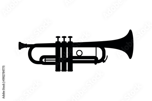 Trumpet instrument creates a classic silhouette for musical.