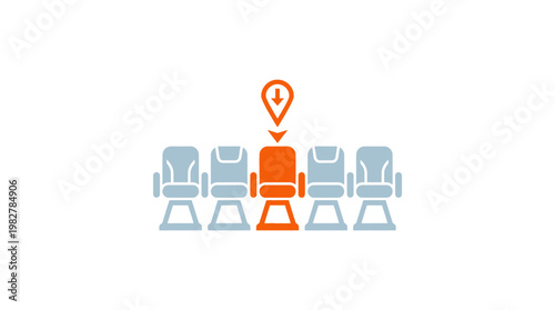 Icon of a Single Orange Seat Highlighting Priority Seating in a Public Waiting Area