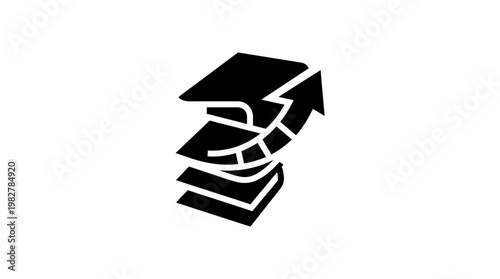 Icon Stack of File Documents with Upward Arrow for Data Transfer and Growth
