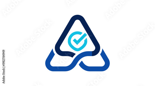 Icon of Certification Checkmark Inside Recycling Symbol for Environment Conservation