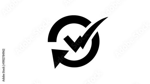 Icon of Checkmark in Circular Motion for Verification and Approval in Flat Vector Style