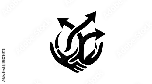 Icon Of Diverging Arrows And Handshake Symbol For Collaboration And Decision Making