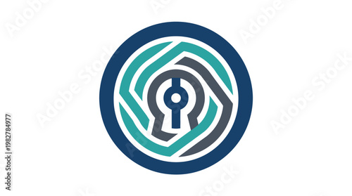 Icon of Confidential Password Security with Fingerprint and Lock Illustration