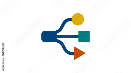 Vector Icon of Data Transfer Symbol with Connection Lines and Arrows for Digital Technologies