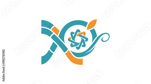 Icon of a Swirling Water Drop with Leaf Elements in a Modern Vector Style
